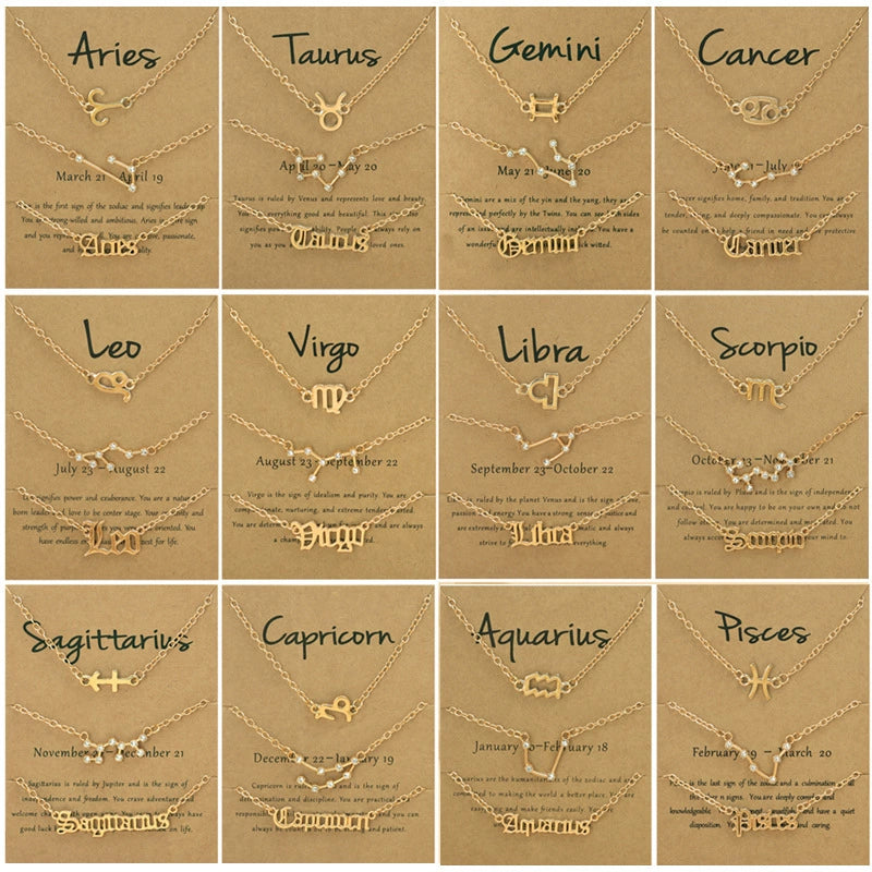 Gold Plated Zodiac Signs Star & Constellation & Letter Triple Bracelet