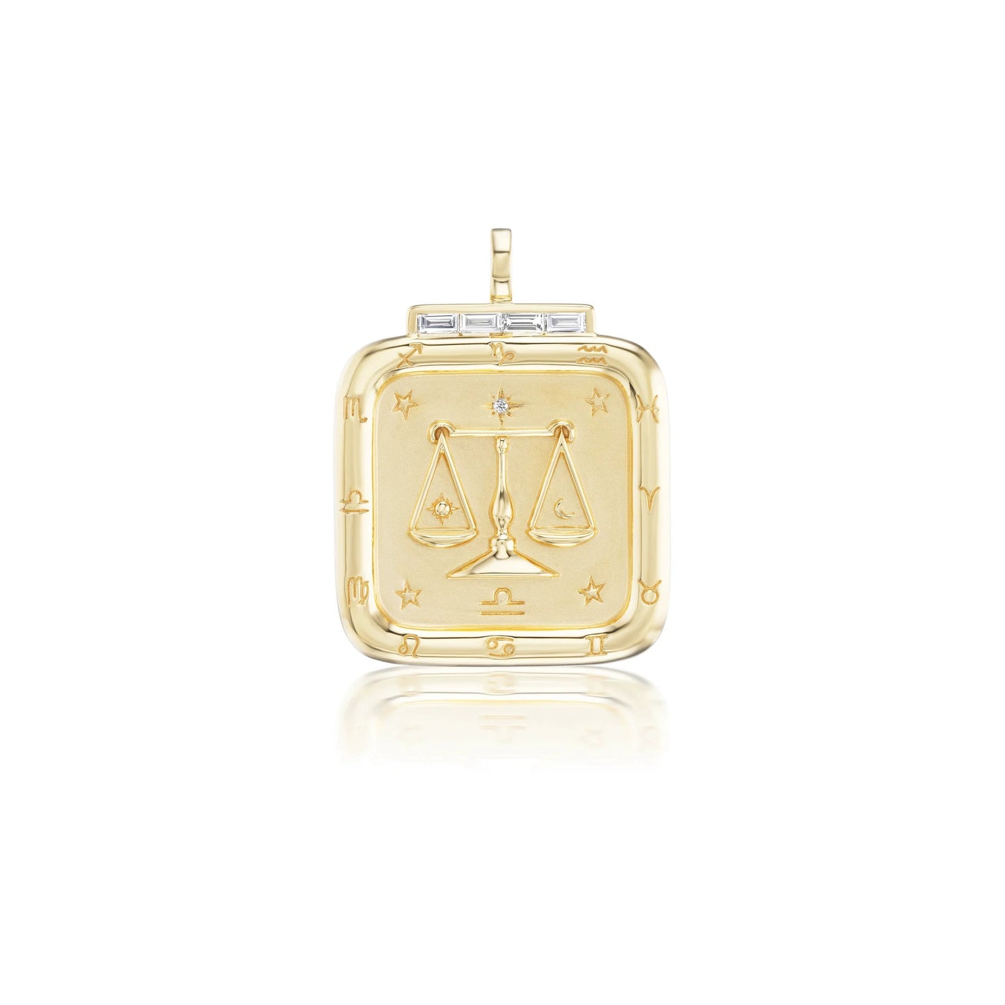 Necklade with Square 18K Gold Plated Zodiac Signs Icon Pendant