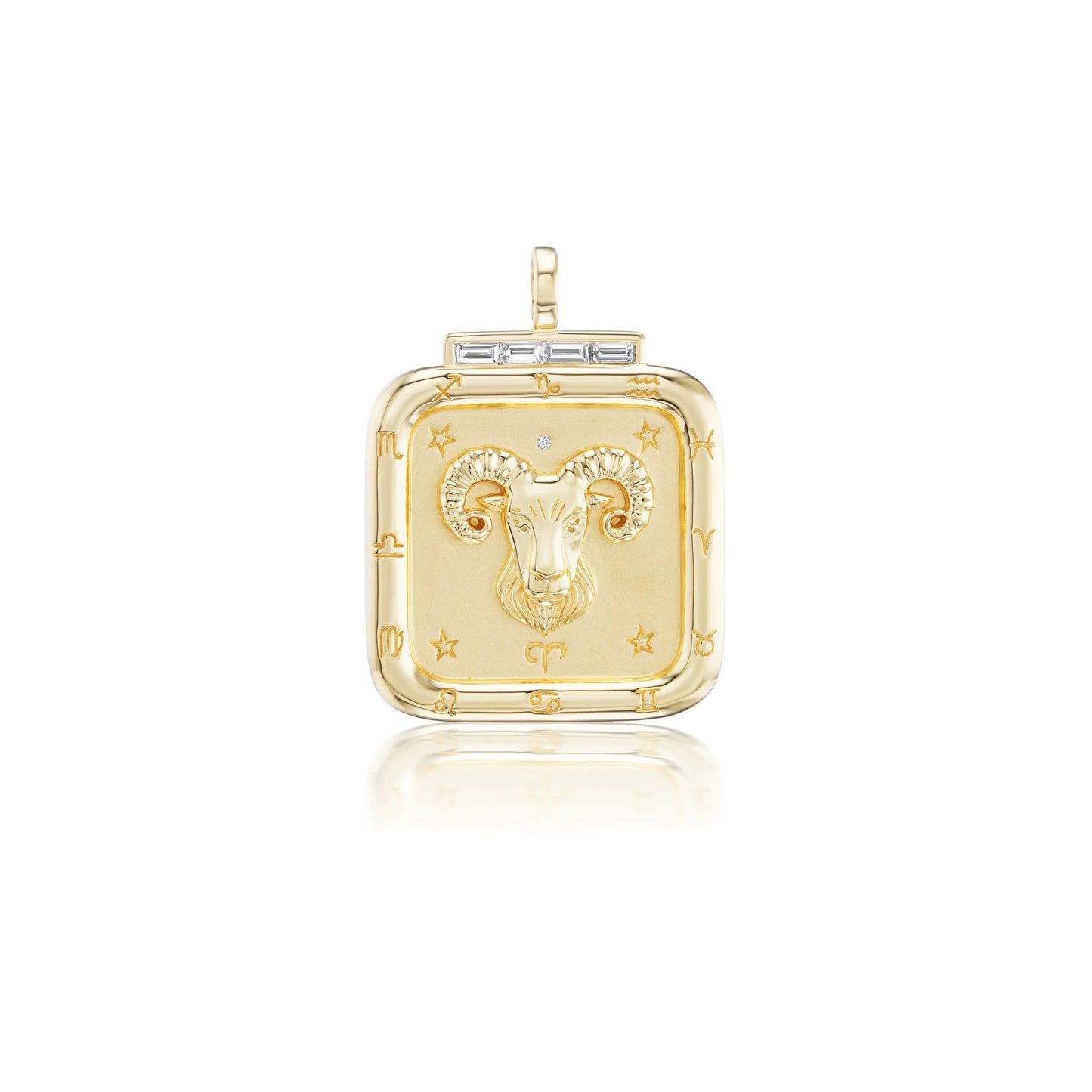 Necklade with Square 18K Gold Plated Zodiac Signs Icon Pendant