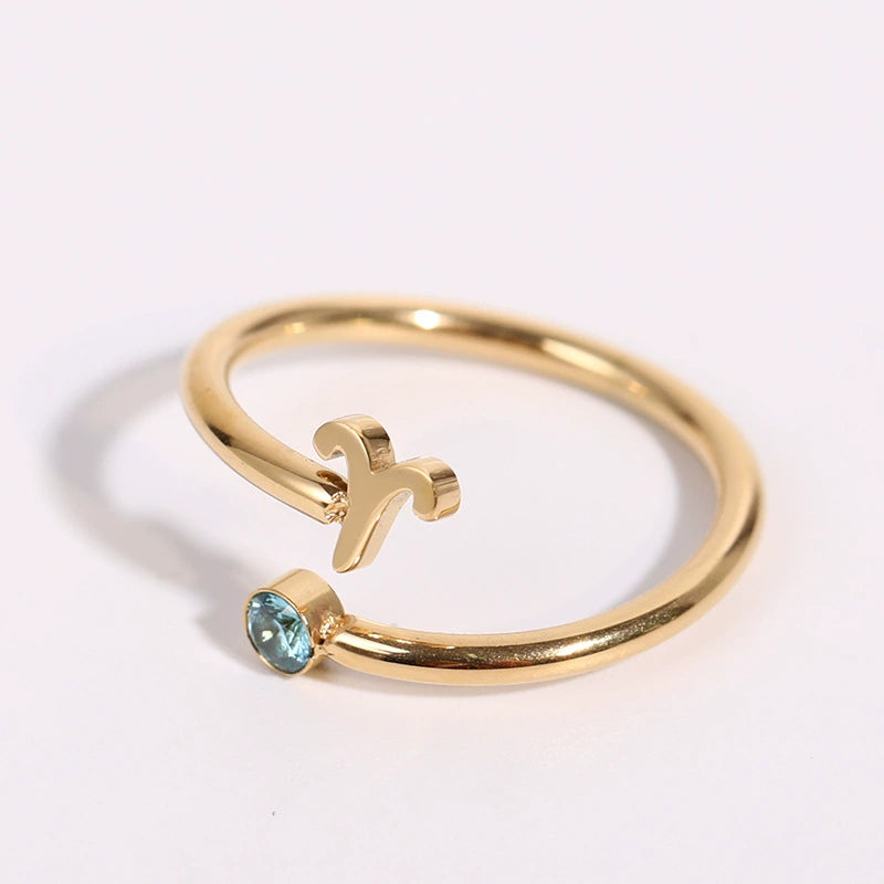 Rings Classic Zodiac Signs Ring with Cubic Zirconia Birth Stone