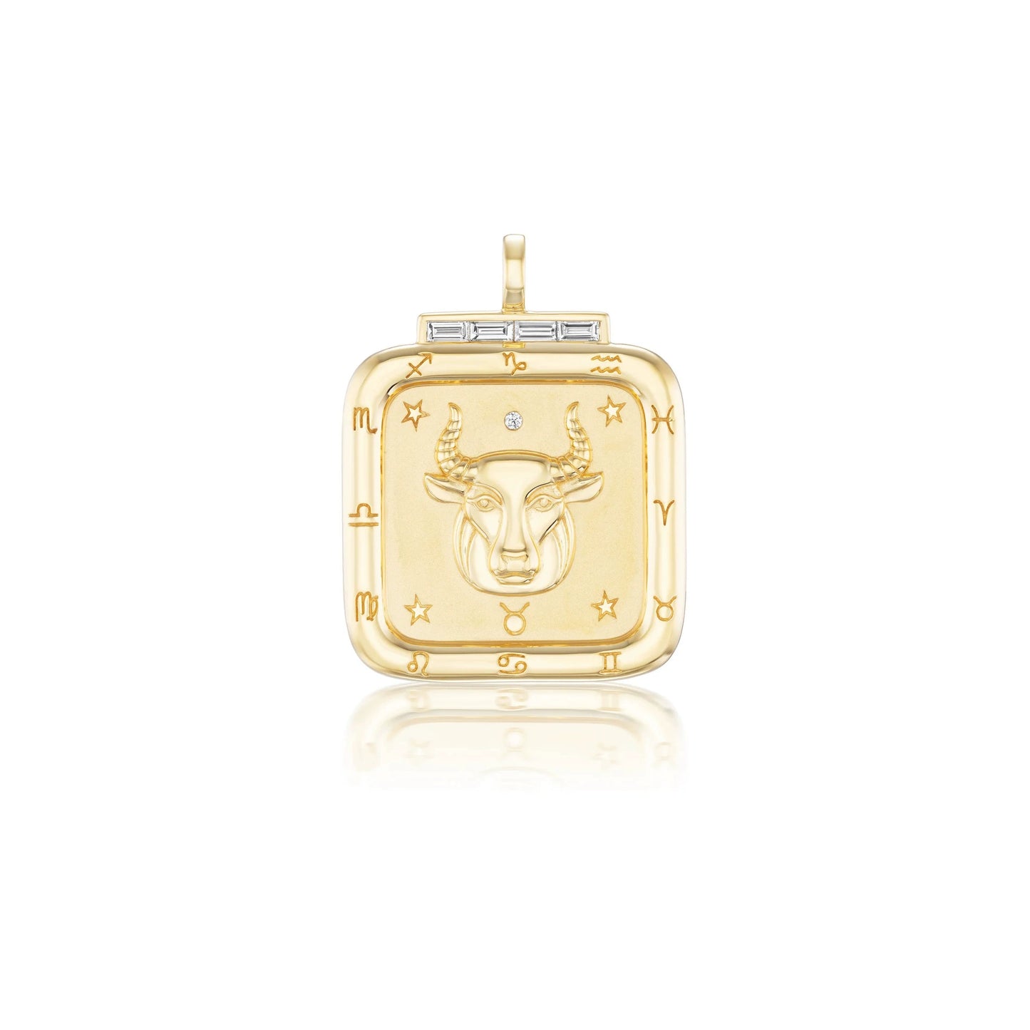 Necklade with Square 18K Gold Plated Zodiac Signs Icon Pendant