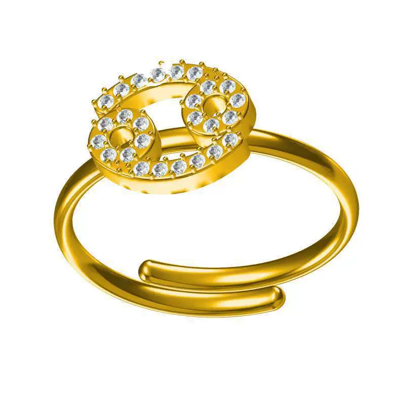 Rings Gold Plated Inlaid Diamond (Cubic Zirconia) Zodiac Signs Ring