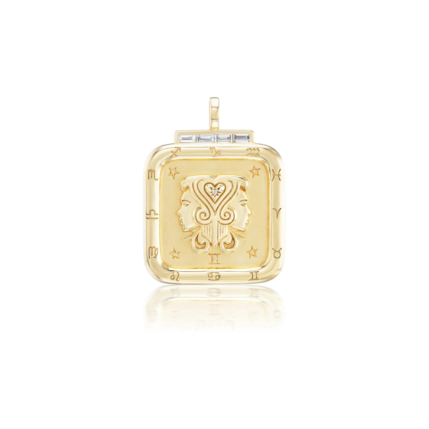 Necklade with Square 18K Gold Plated Zodiac Signs Icon Pendant