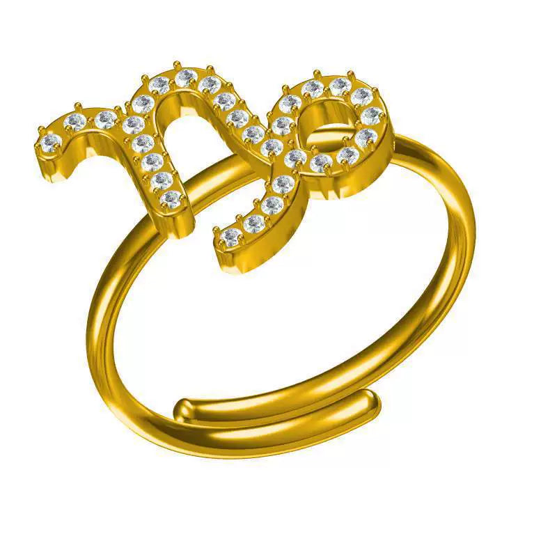 Rings Gold Plated Inlaid Diamond (Cubic Zirconia) Zodiac Signs Ring