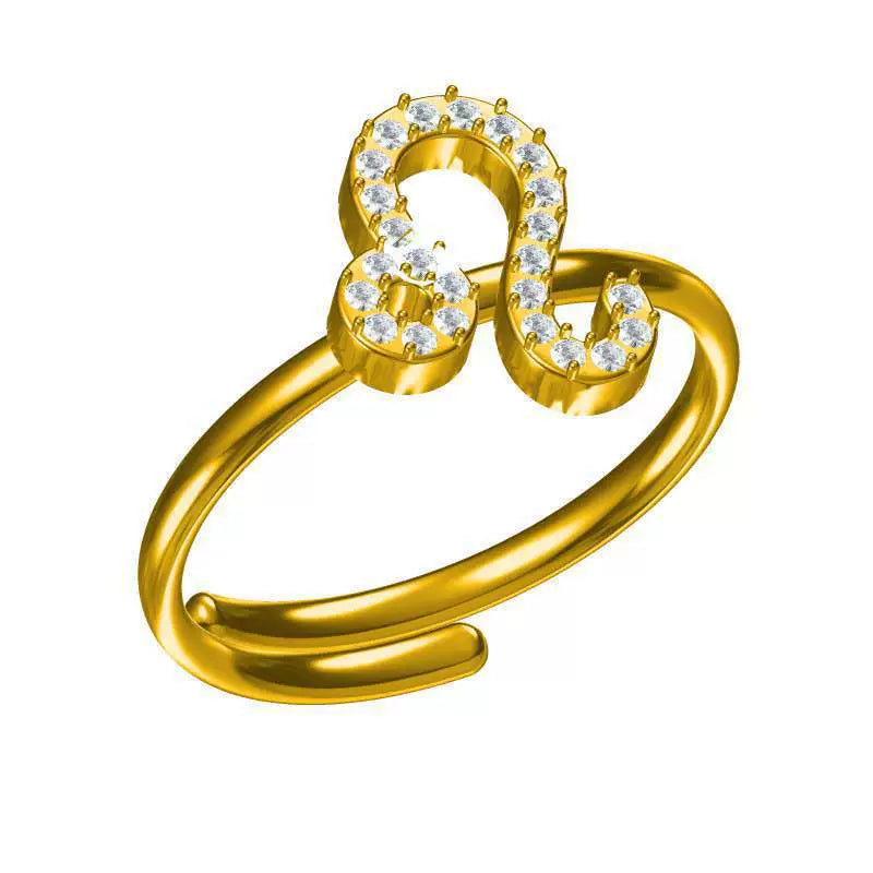 Rings Gold Plated Inlaid Diamond (Cubic Zirconia) Zodiac Signs Ring