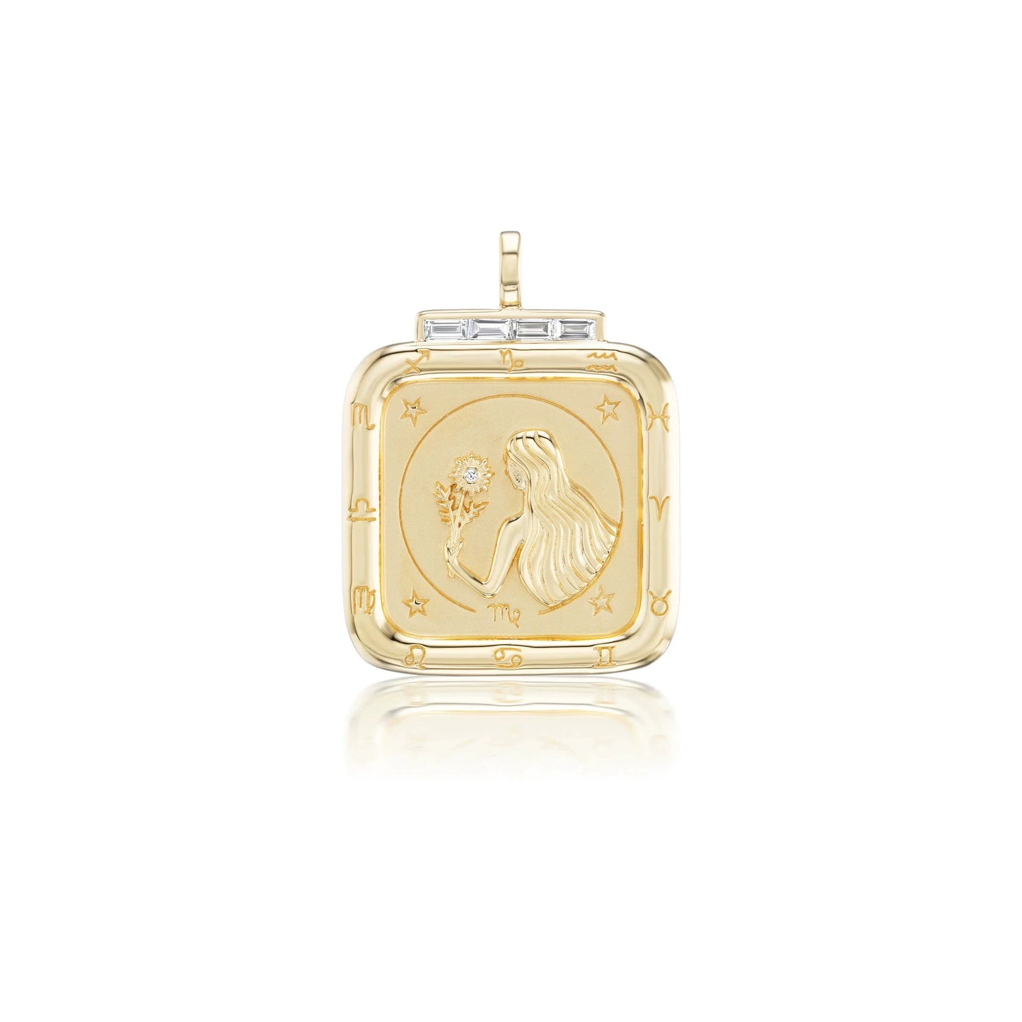 Necklade with Square 18K Gold Plated Zodiac Signs Icon Pendant