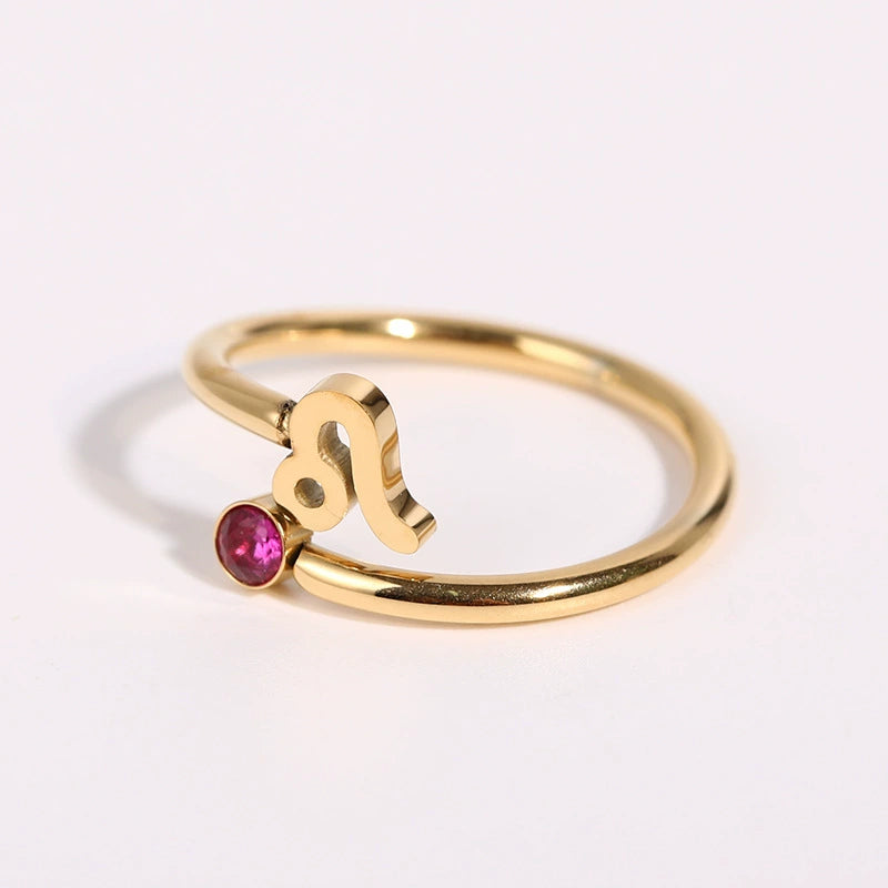 Rings Classic Zodiac Signs Ring with Cubic Zirconia Birth Stone