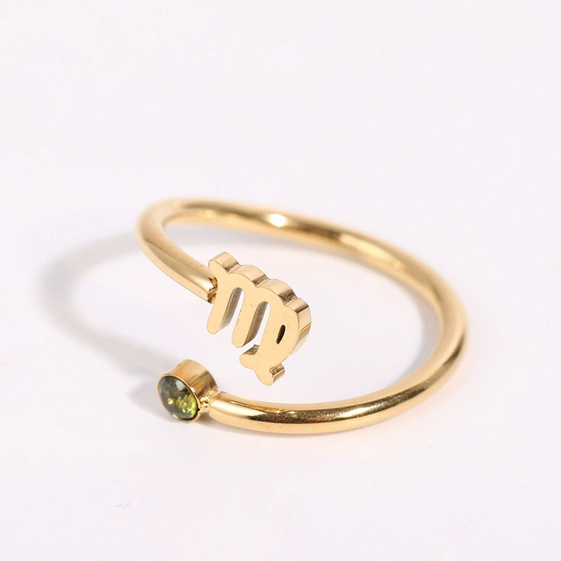Rings Classic Zodiac Signs Ring with Cubic Zirconia Birth Stone