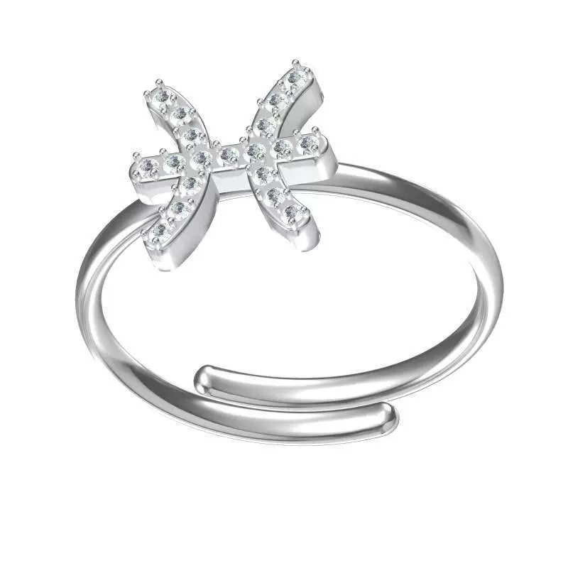 Rings Gold Plated Inlaid Diamond (Cubic Zirconia) Zodiac Signs Ring