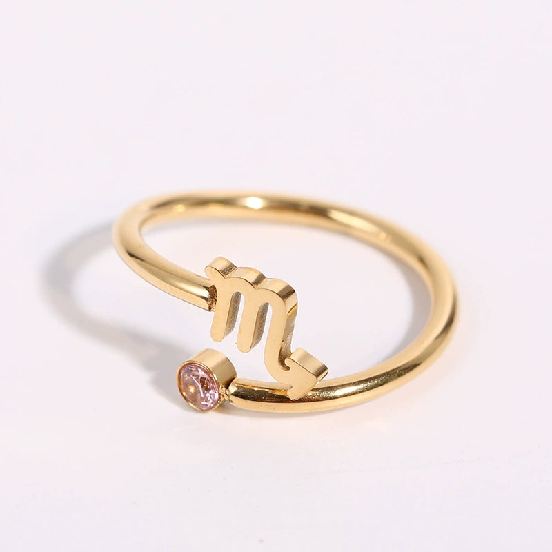 Rings Classic Zodiac Signs Ring with Cubic Zirconia Birth Stone
