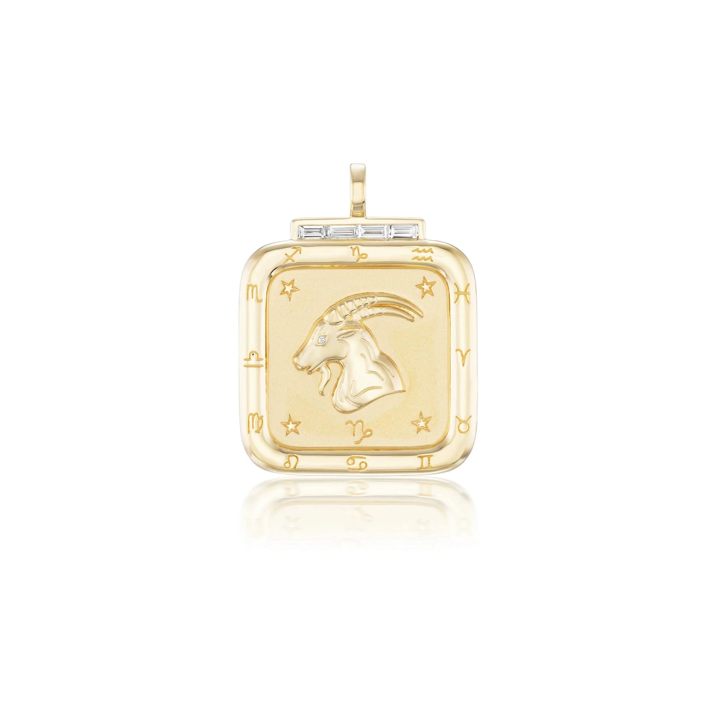 Necklade with Square 18K Gold Plated Zodiac Signs Icon Pendant