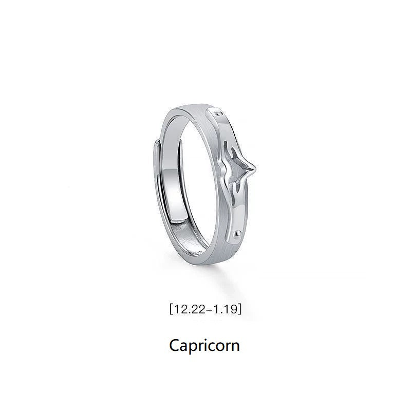 Rings Silver Plated Zodiac Signs Ring for Men Birthday Gift