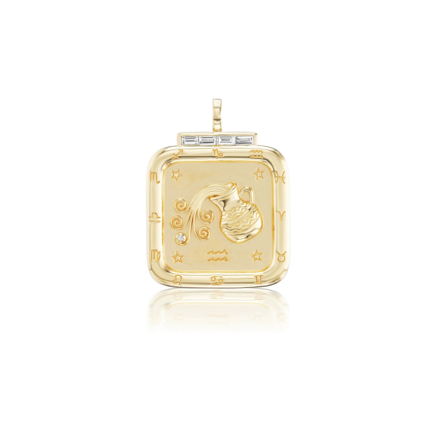 Necklade with Square 18K Gold Plated Zodiac Signs Icon Pendant