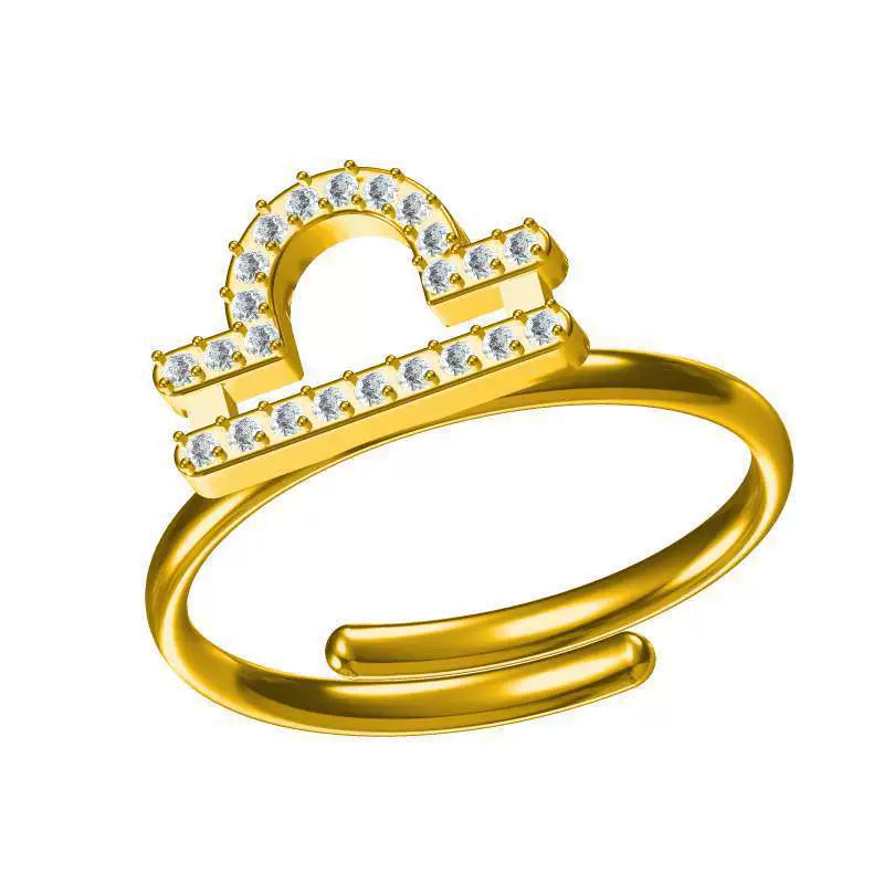 Rings Gold Plated Inlaid Diamond (Cubic Zirconia) Zodiac Signs Ring