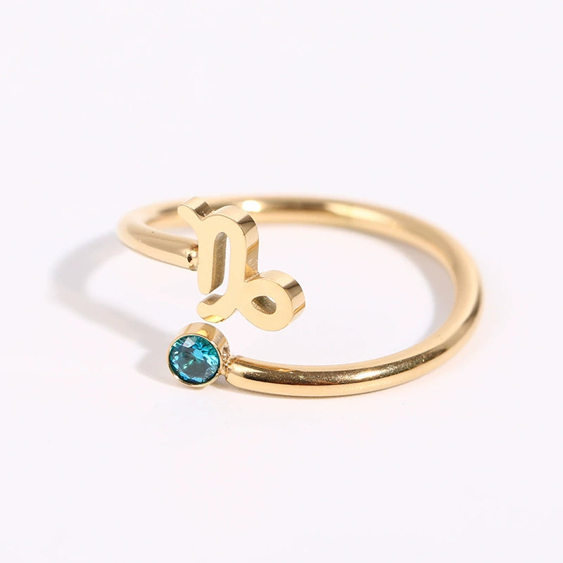 Rings Classic Zodiac Signs Ring with Cubic Zirconia Birth Stone