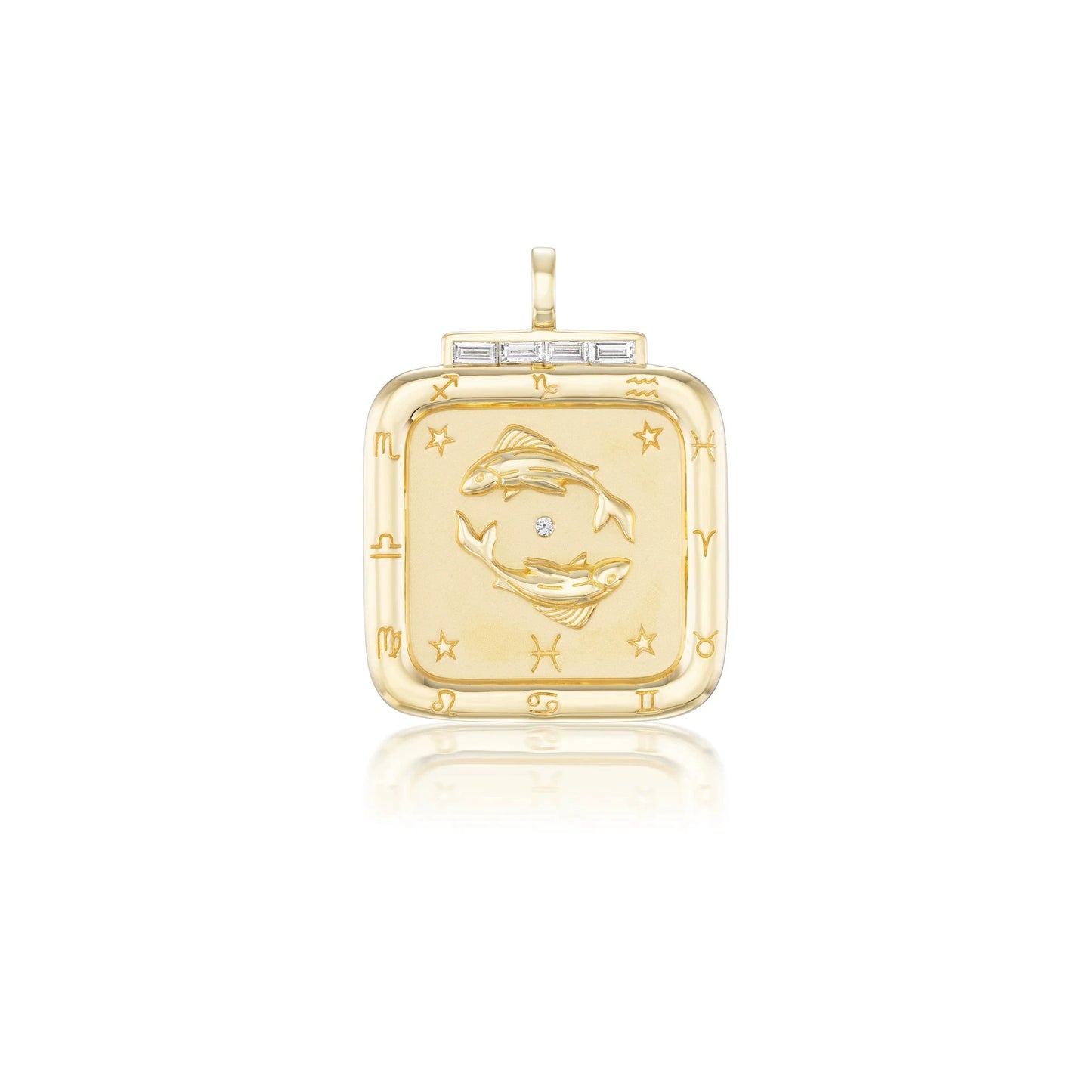 Necklade with Square 18K Gold Plated Zodiac Signs Icon Pendant