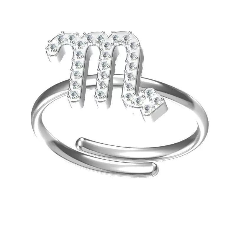 Rings Gold Plated Inlaid Diamond (Cubic Zirconia) Zodiac Signs Ring