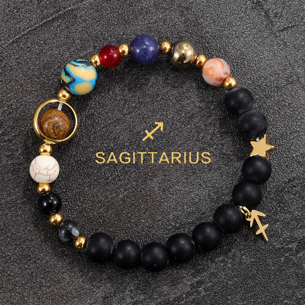 Bracelet Natural Gemstone 12 Zodiac Signs Planet Energy Bracelet Women Men