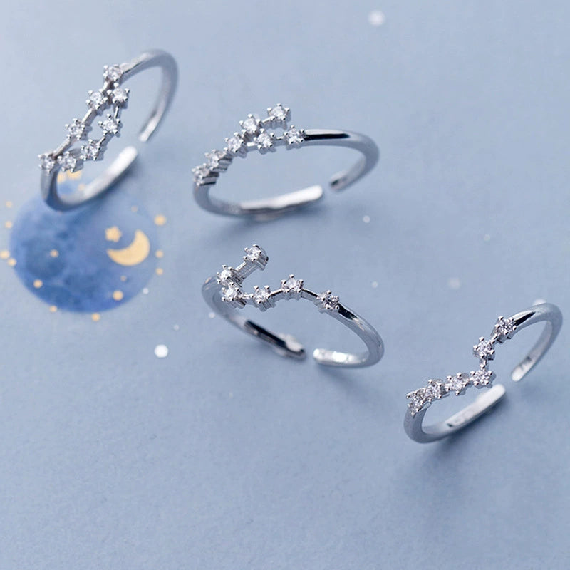 Rings Silver Plated Zodiac Signs Icon Cubic Zirconia Ring