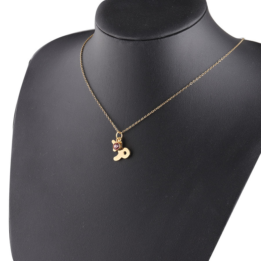 Gold Plated Necklace with Zodiac Sign Pendant and Birthstone