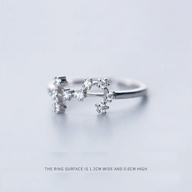 Rings Silver Plated Zodiac Signs Icon Cubic Zirconia Ring