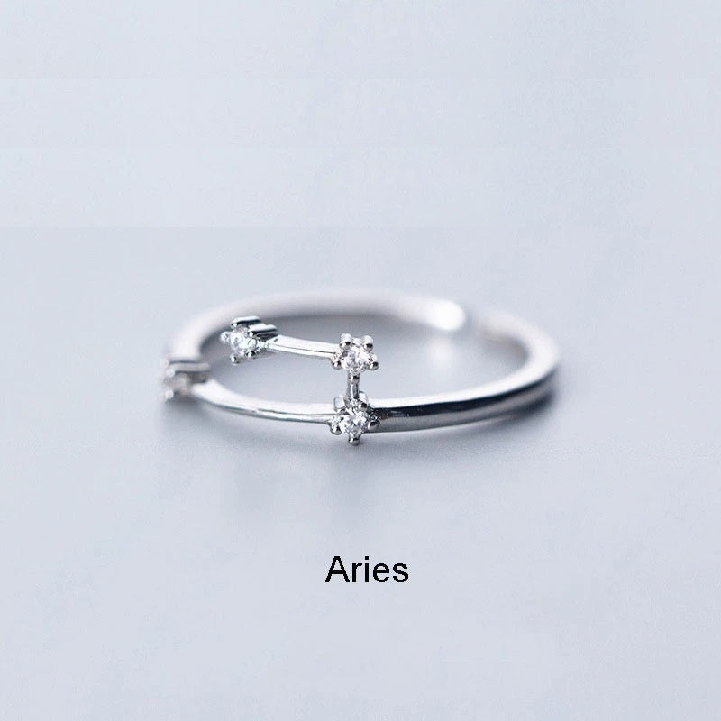 Rings Silver Plated Zodiac Signs Icon Cubic Zirconia Ring