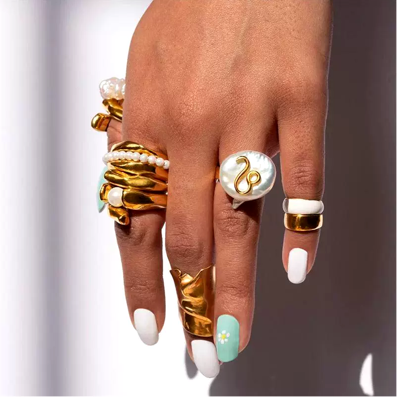 Rings Graceful Baroque Pearl Zodiac Signs Ring