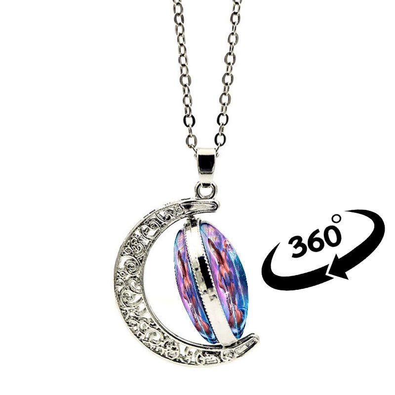 Necklace Moon Time Gem Zodiac Sign Necklace with Colorful Horoscope Pendant