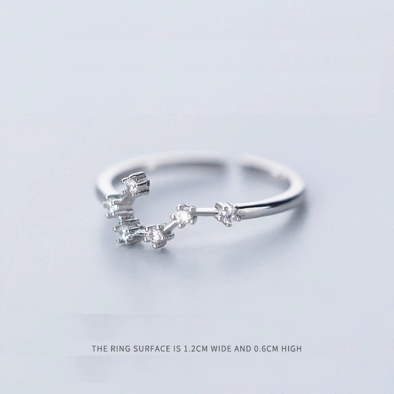 Rings Silver Plated Zodiac Signs Icon Cubic Zirconia Ring