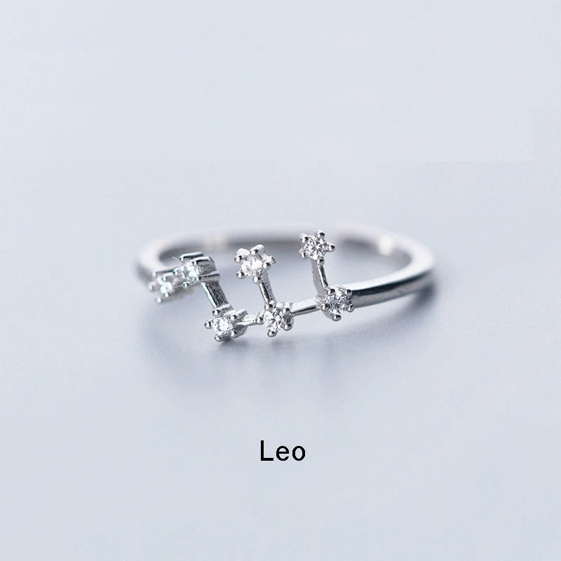 Rings Silver Plated Zodiac Signs Icon Cubic Zirconia Ring