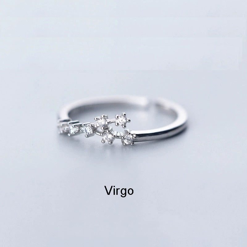 Rings Silver Plated Zodiac Signs Icon Cubic Zirconia Ring