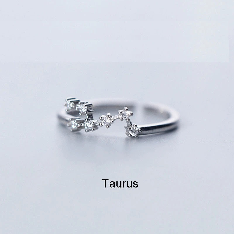 Rings Silver Plated Zodiac Signs Icon Cubic Zirconia Ring