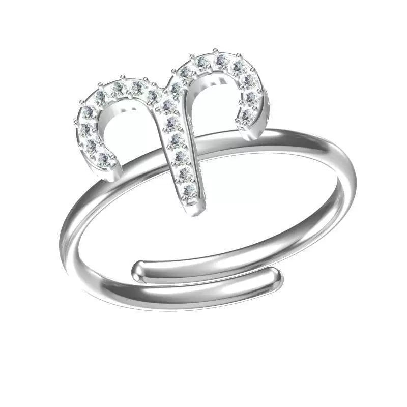 Rings Gold Plated Inlaid Diamond (Cubic Zirconia) Zodiac Signs Ring