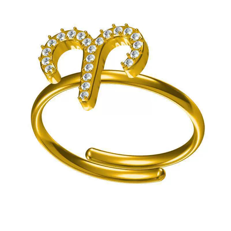 Rings Gold Plated Inlaid Diamond (Cubic Zirconia) Zodiac Signs Ring