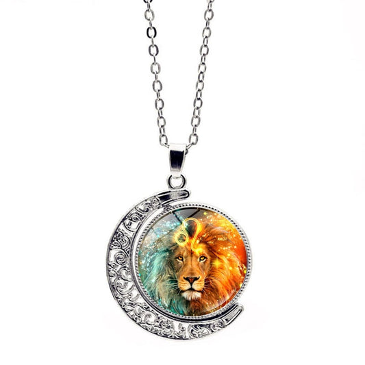 Necklace Moon Time Gem Zodiac Sign Necklace with Colorful Horoscope Pendant