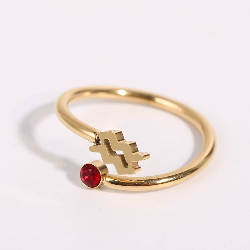 Rings Classic Zodiac Signs Ring with Cubic Zirconia Birth Stone