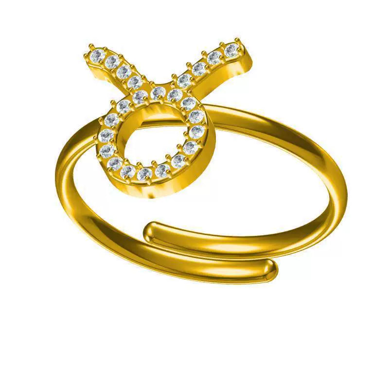 Rings Gold Plated Inlaid Diamond (Cubic Zirconia) Zodiac Signs Ring