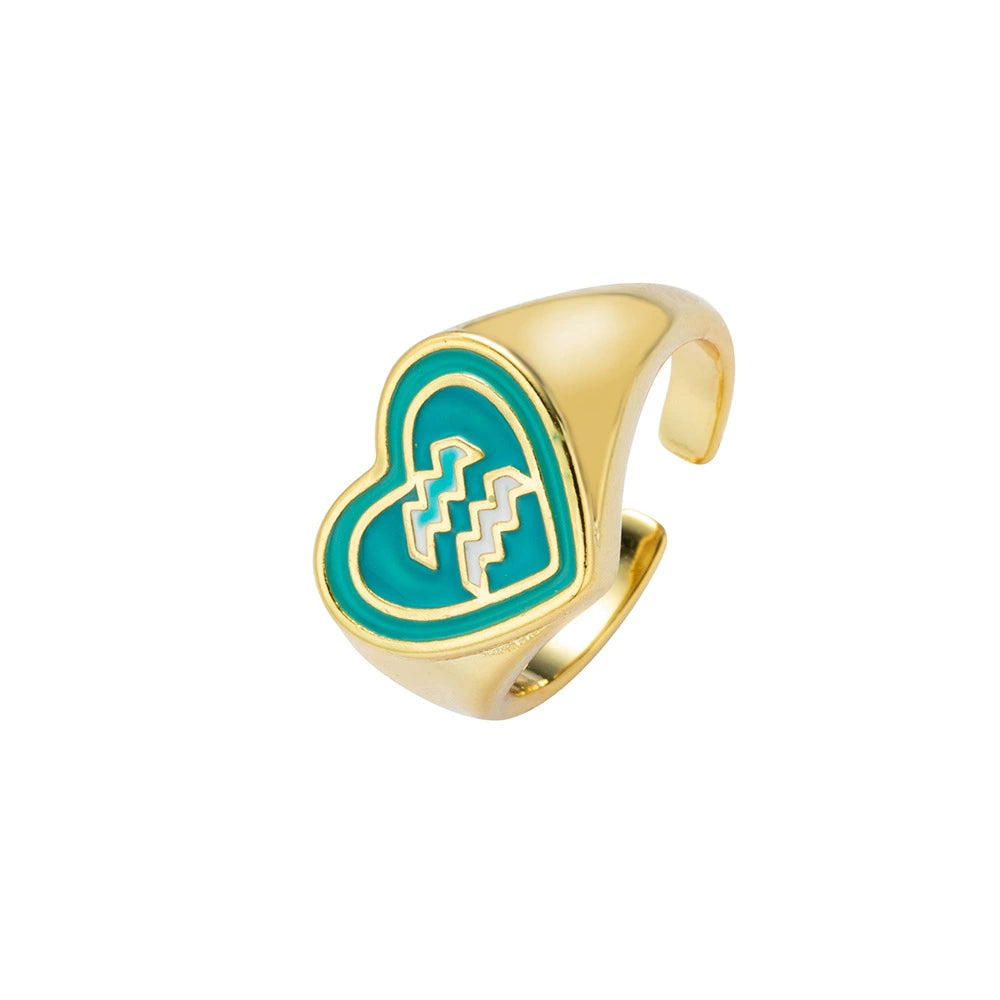 Rings Personalised Resin Zodiac Signs Colorful Ring