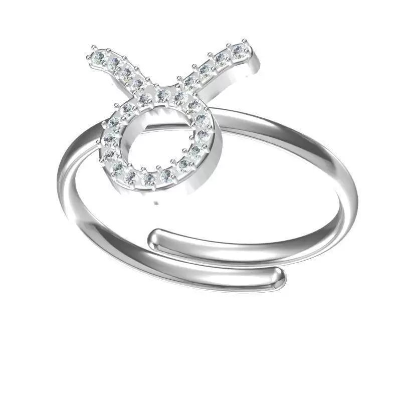 Rings Gold Plated Inlaid Diamond (Cubic Zirconia) Zodiac Signs Ring