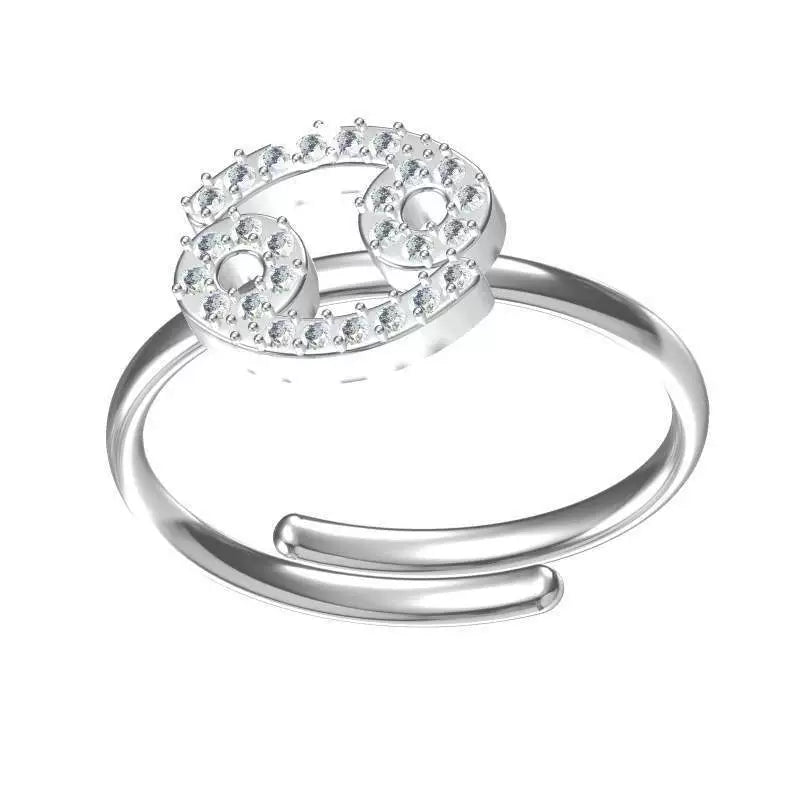 Rings Gold Plated Inlaid Diamond (Cubic Zirconia) Zodiac Signs Ring