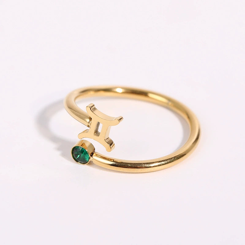 Rings Classic Zodiac Signs Ring with Cubic Zirconia Birth Stone