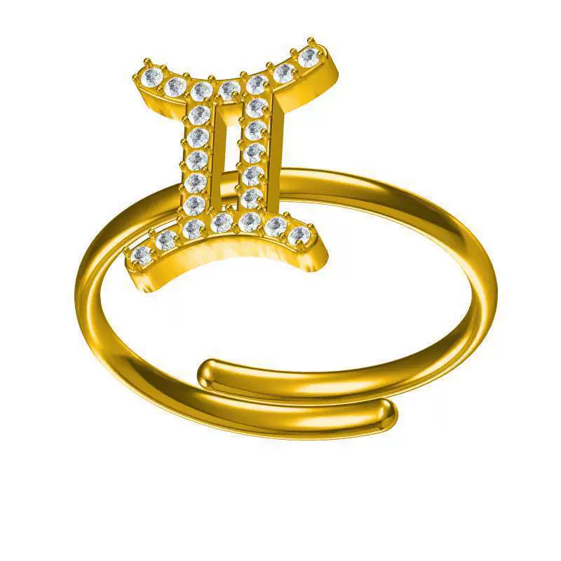 Rings Gold Plated Inlaid Diamond (Cubic Zirconia) Zodiac Signs Ring