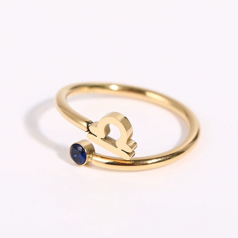 Rings Classic Zodiac Signs Ring with Cubic Zirconia Birth Stone
