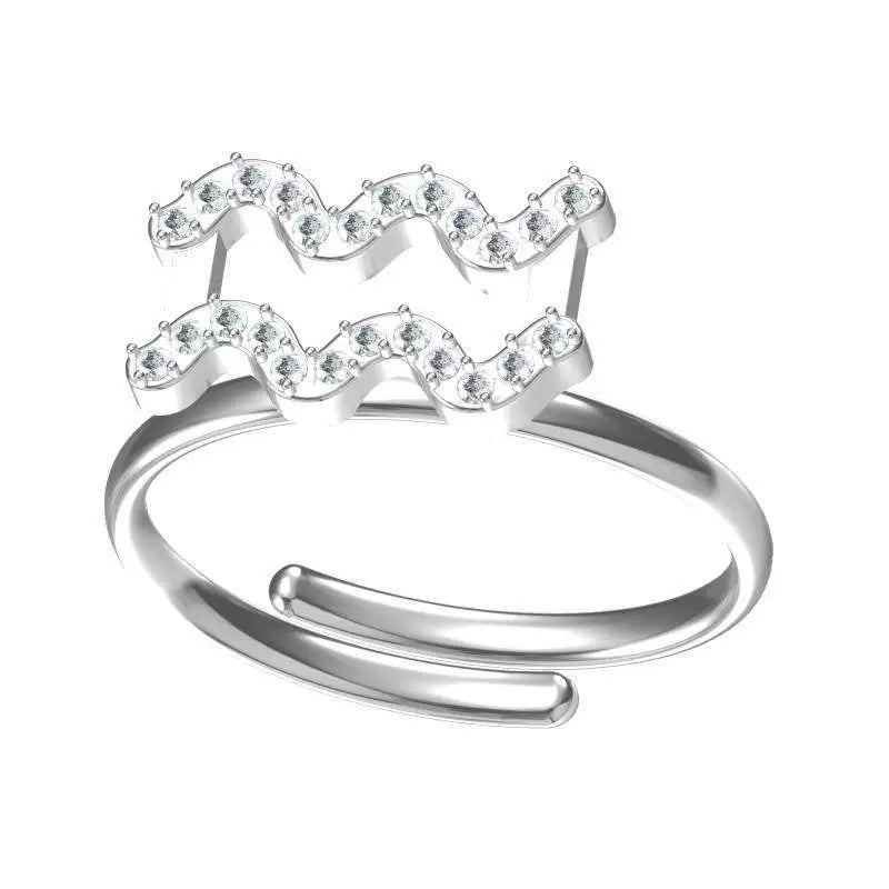 Rings Gold Plated Inlaid Diamond (Cubic Zirconia) Zodiac Signs Ring