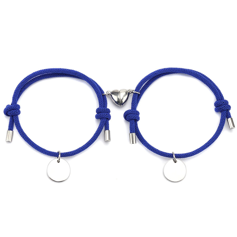 Handmade Colorful Stainless Steel Plate Writable Magnatic Heart Bracelet