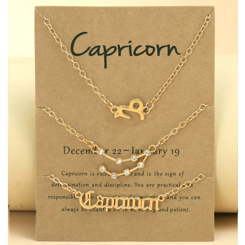 Gold Plated Zodiac Signs Star & Constellation & Letter Triple Bracelet