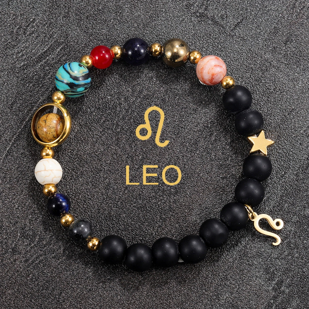 Bracelet Natural Gemstone 12 Zodiac Signs Planet Energy Bracelet Women Men
