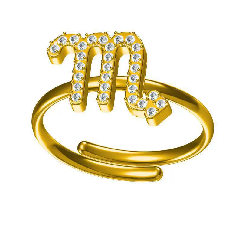 Rings Gold Plated Inlaid Diamond (Cubic Zirconia) Zodiac Signs Ring
