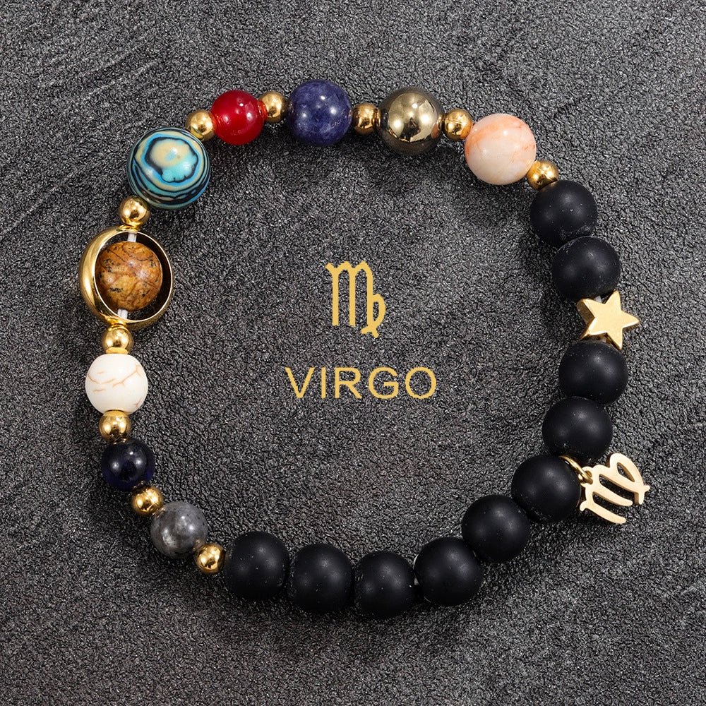 Bracelet Natural Gemstone 12 Zodiac Signs Planet Energy Bracelet Women Men