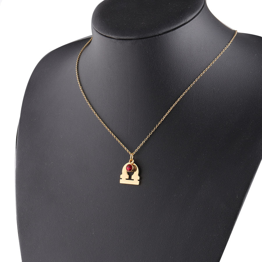 Gold Plated Necklace with Zodiac Sign Pendant and Birthstone
